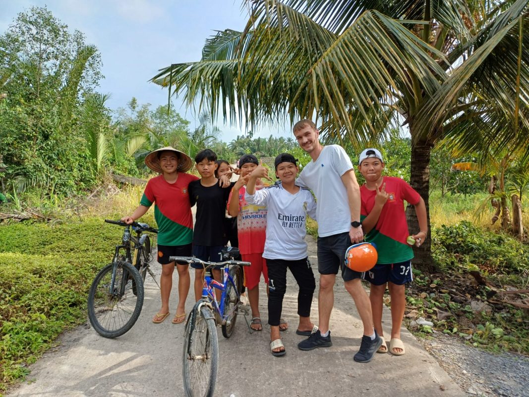 Cycling through village roads